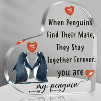 I Love You Gifts for Her Him, Romantic Christmas Decor Gifts For Husband Wife, edding Anniversary Acrylic Plaque for Men Women, Valentines Day Gifts (Penguins)