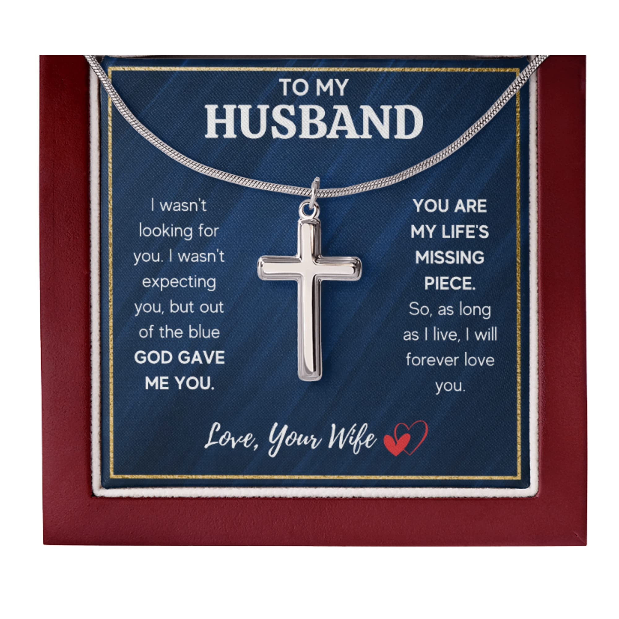 I Love You Gifts For Him Husband Boyfriend, To My Man Cross Necklace From Girlfriend Wife, Soulmate Sentimental Gift Ideas, Necklace Jewelry Chain Faith Cross Valentines Day Present For Men