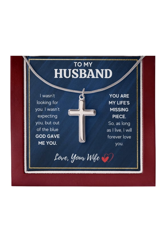 I Love You Gifts For Him Husband Boyfriend, To My Man Cross Necklace From Girlfriend Wife, Soulmate Sentimental Gift Ideas, Necklace Jewelry Chain Faith Cross Valentines Day Present For Men