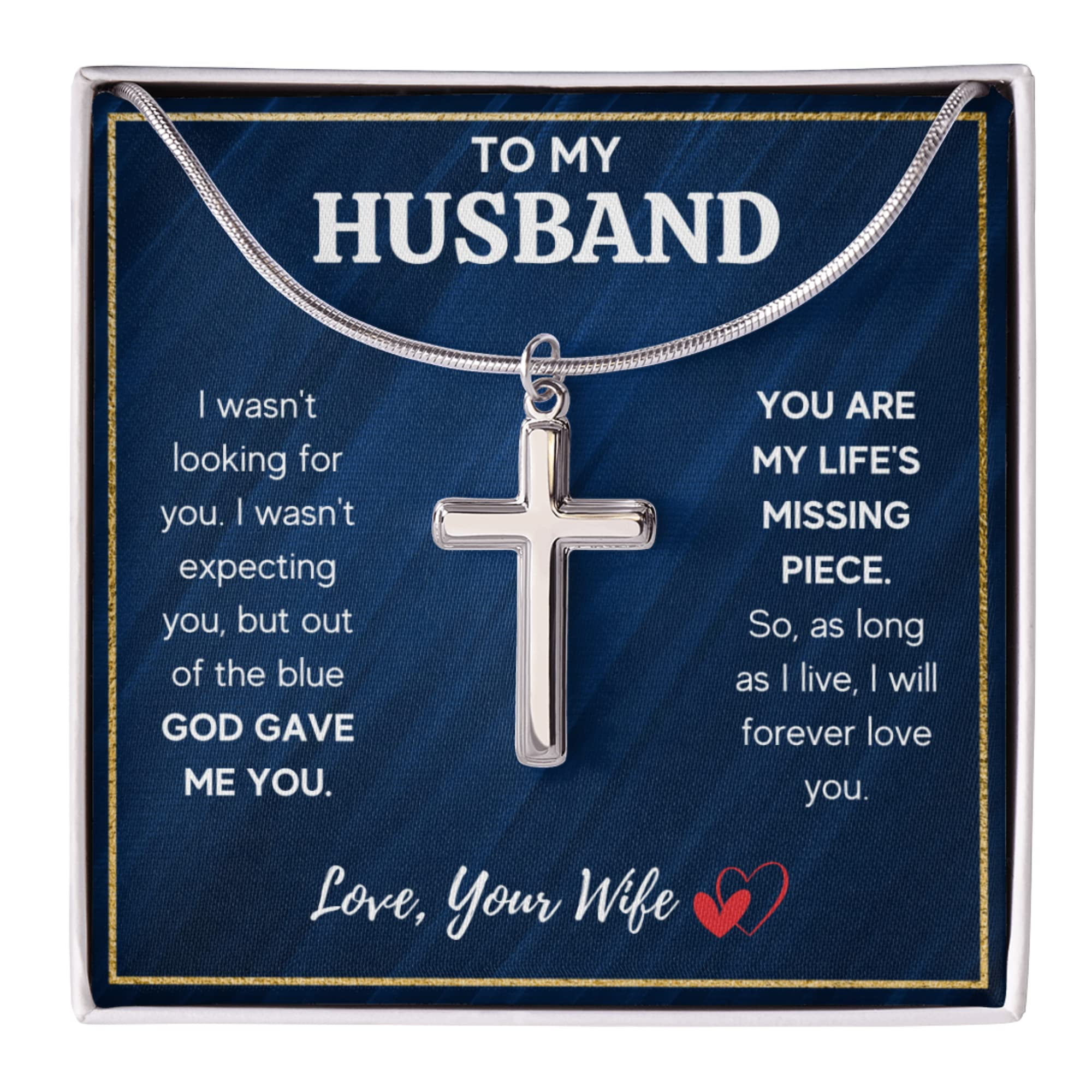 I Love You Gifts For Soulmate, To My Man Cross Necklace For Husband/Boyfriend From Wife/Girlfriend, Soulmate Sentimental Gift Ideas, Necklace Jewelry Chain Faith Cross Valentines Day Present For Men