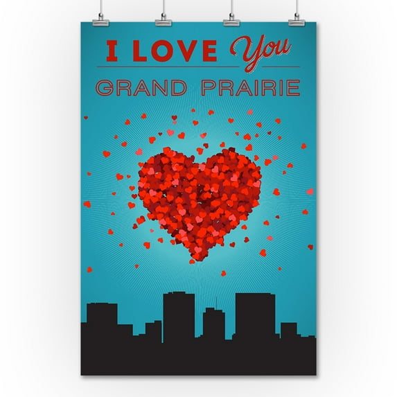 I Love You Grand Prairie, Texas - Lantern Press Artwork (36x54 Giclee Gallery Print, Wall Decor Travel Poster)