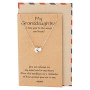 I Love You Granddaughter Necklace, Moon and Back Necklace, with Greeting Card, 16-in adjustable to 18-in