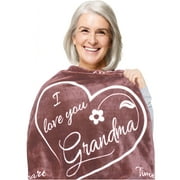 I Love You Grandma Blanket by ButterTree Adult Christmas Gift for Grandma Soft Taupe Throw 65" x 50"