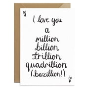 I Love You Greeting Card - Cute and Fun Card for All Occasions - Handwritten Style with Envelope - Perfect for Friends, Family, Anniversaries, or Just Because