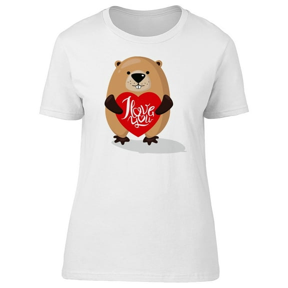 I Love You Groundhog T-Shirt Women -Image by Shutterstock, Female Large