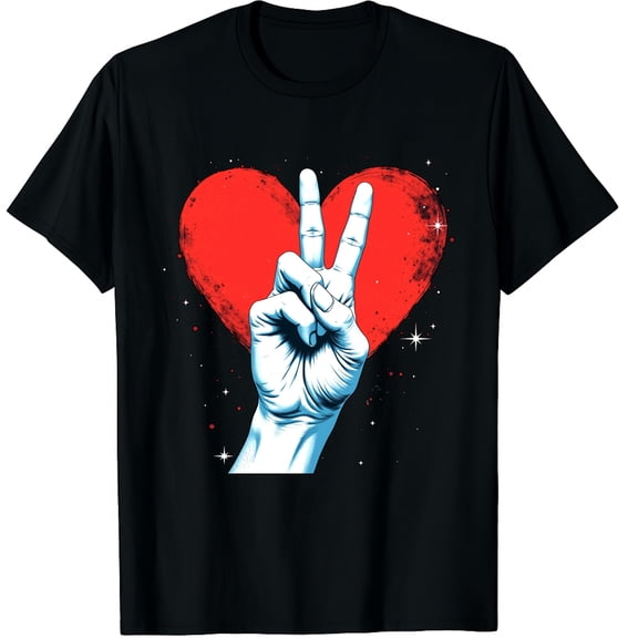 I Love You Hand Sign ASL Heart Valentine Graphic Crew Neck Short Sleeve T-Shirts (Men's, Women's)