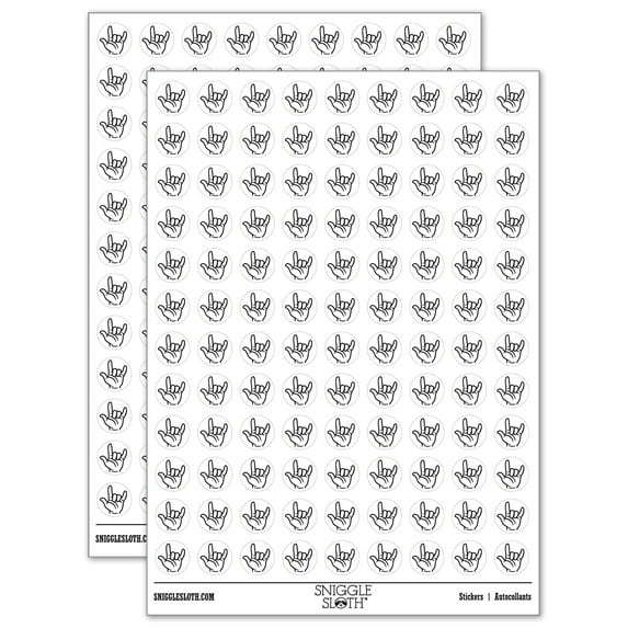 I Love You Hand Sign Language 200+ Round Stickers - White - Matte Finish - 0.50" Size