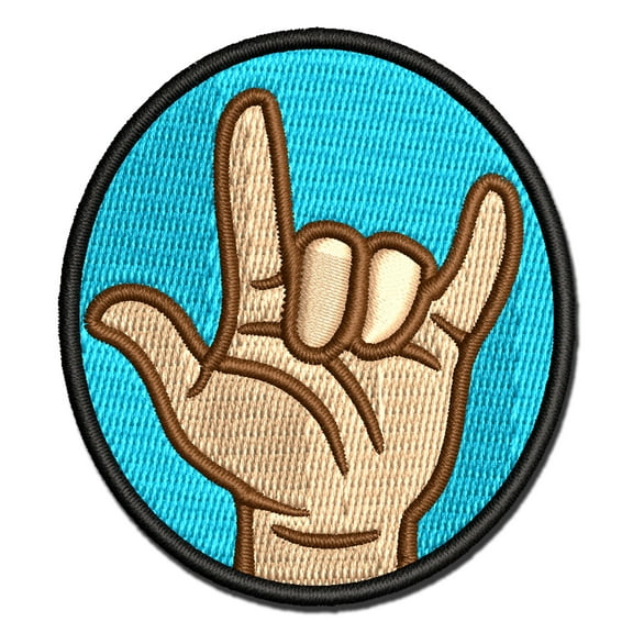 I Love You Hand Sign Language Applique Multi-Color Embroidered Hook & Loop Patch - 3.5 Inch Large