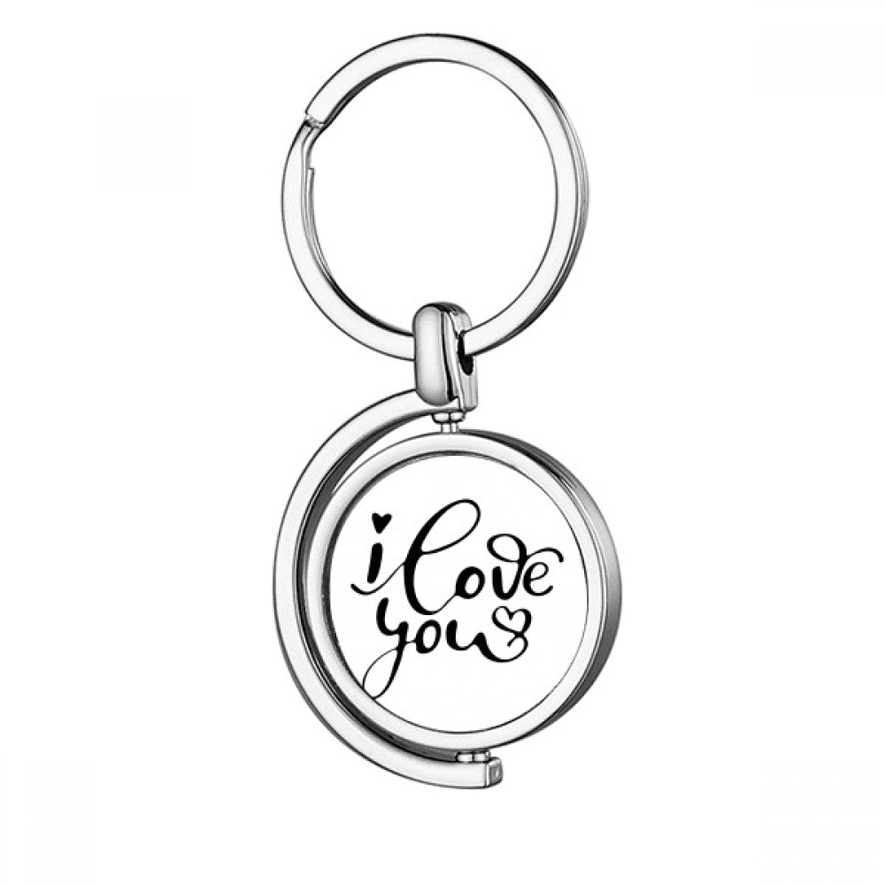I Love You Heart Quote Style Rotating Keychain Metal Keyring Holder