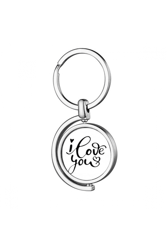 I Love You Heart Quote Style Rotating Keychain Metal Keyring Holder