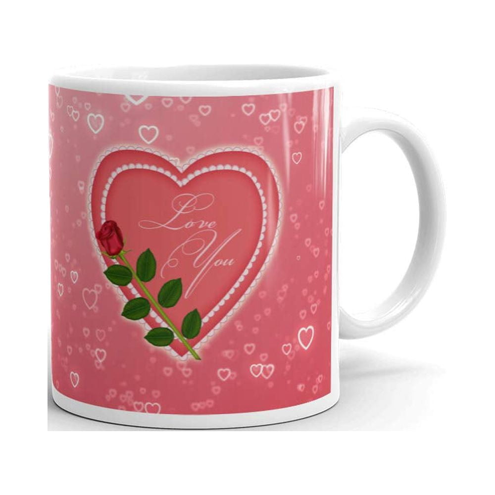 I Love You Heart with Rose Valentine's Day Coffee Tea Ceramic Mug ...