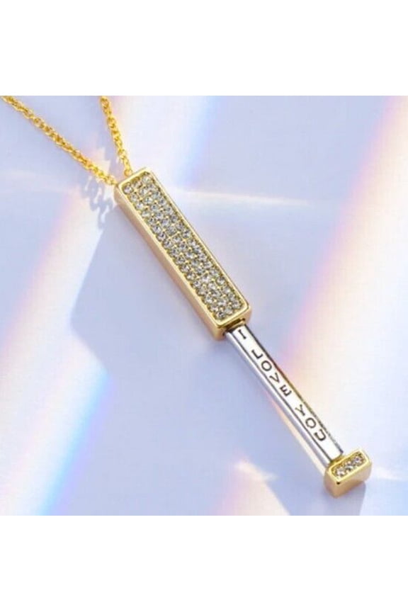 I Love You -Hidden Message Necklace, Hidden Secret Message Slider Necklace-Gold
