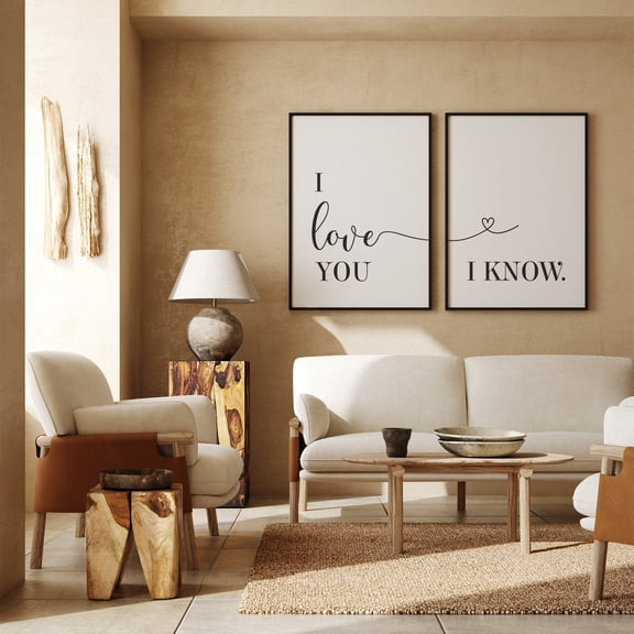 I Love You I Know Bedroom Quote Living Room Engagement Art Set 2 Stretched Canvas 12x18