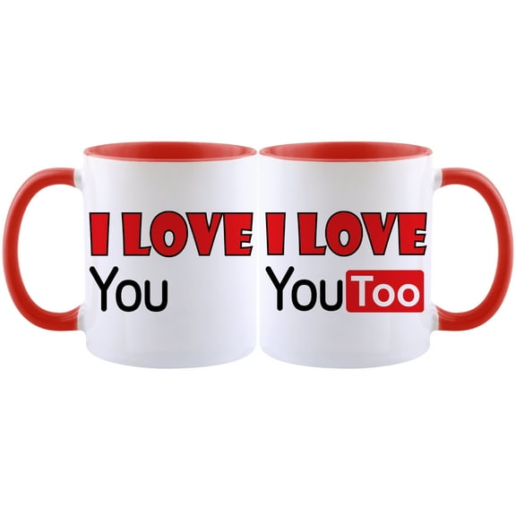 I Love You,I Love You Too Coffee Mugs,Funny Coffee Cup Set- Perfect Wedding, Engagement, Anniversary, and Valentine's Day Gift for Couples
