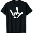 thumbnail image 1 of I Love You ILY Handshape | American Sign Language (ASL) T-Shirt men and women can wear,black,white,creative gift, 1 of 4