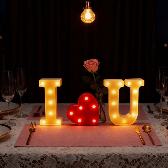 "I Love You" Illuminated Letter Lights - Romantic Valentine's Day & Anniversary Decor, Soft Glow LED Sign, Perfect Gift for Loved Ones, Plug-in/Battery-Operated Home Ambiance Light, 6.29in