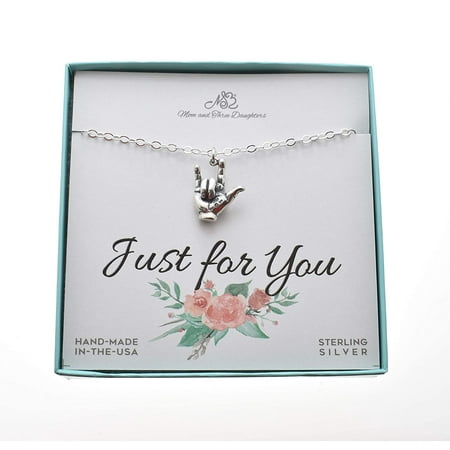 I Love You In Sign Language in Sterling Silver on an 18 Inch Sterling Silver Cable Chain. Sign Language Necklace.