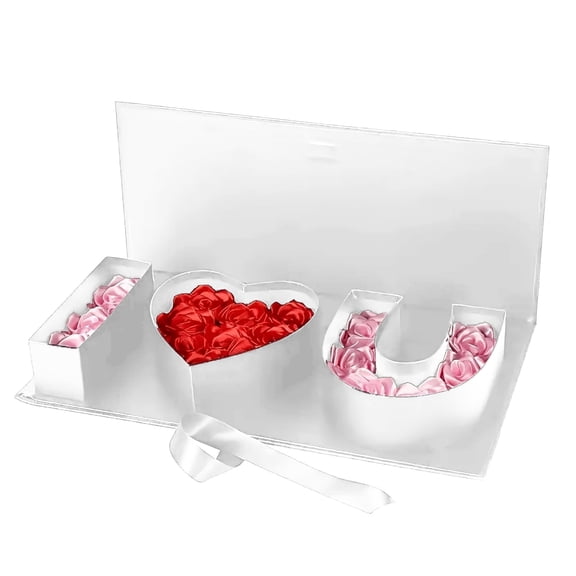 I Love You Letter Cardboard Gift Box, Floral Gift Box, Elegant White Gift Box Set, Is The Perfect Choice for Valentine'S Day, Anniversaries Or Romantic Occasions.