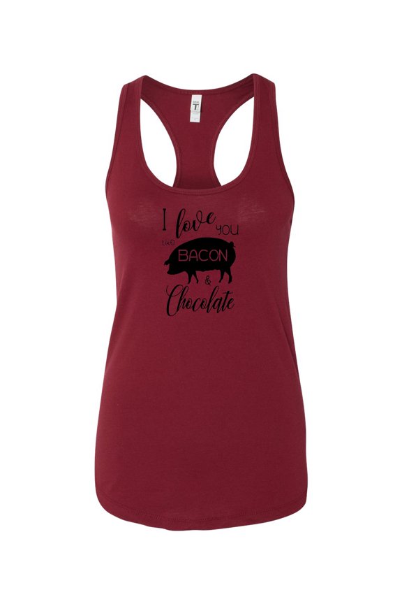 I Love You Like Bacon & Chocolate Ladies Racerback Tank Top-Cardinal-xs