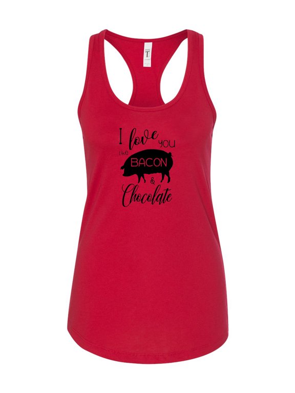 I Love You Like Bacon & Chocolate Ladies Racerback Tank Top-Red-large