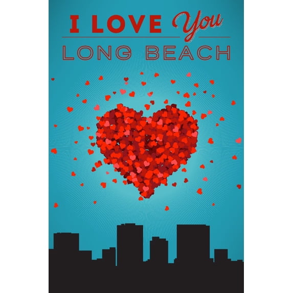 I Love You Long Beach, California (24x36 Giclee Gallery Art Print, Vivid Textured Wall Decor)
