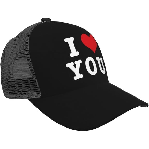 I Love You Mesh Baseball Hat Adjustable Curved Brim Baseball Cap Unisex