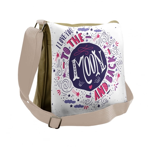 I Love You Messenger Bag, Colorful Love, Unisex Cross-body, by Ambesonne