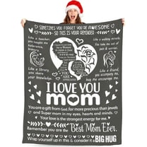 I Love You Mom Blanket for Mom, Valentines Gifts for Mom from Daughter Son, Birthday Gifts for Women Who Has Everything, Blanket Gift for Her, I Love You Mom Throw Blanket