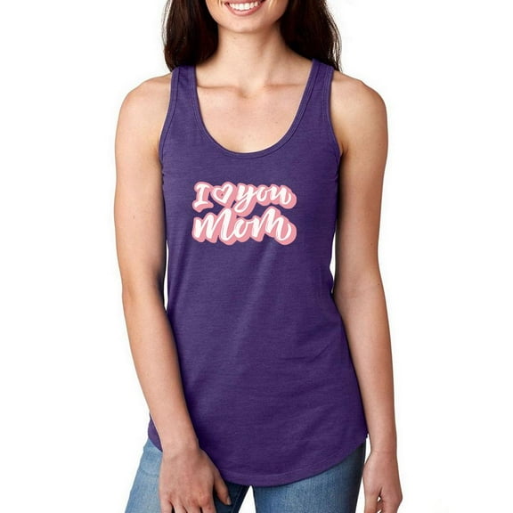 I Love You Mom Bold White Racerback Tank Women -Image by Shutterstock, Female x-Large