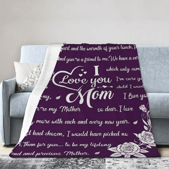 I Love You Mom Gift Blanket Birthday Gifts for Women Unique Mom Gifts from Daughter Cozy Plush Warm Blankets 50"x40"