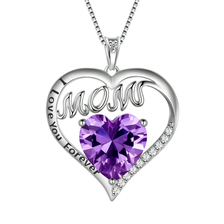 Sterling Silver CZ Heart I Love You Mom Necklace Sterling Silver CZ Heart I Love You Mom Necklace