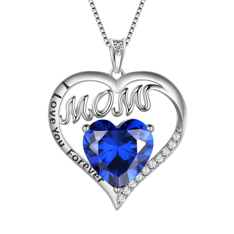Sterling Silver CZ Heart I Love You Mom Necklace Sterling Silver CZ Heart I Love You Mom Necklace