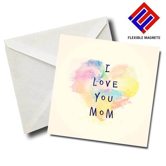 I Love You Mom Stylish Magnet for refrigerator. Great Gift! By Flexible Magnets.