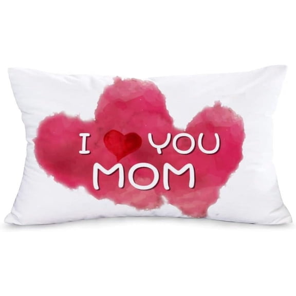 I Love You Mom Throw Pillow Covers Super Soft Mothers Day Decorative Waist Lumbar Pillow Cases Cushion Cover Home Sofa Car Decor Rectangle 12x20 Inches Pillow Shams Pink