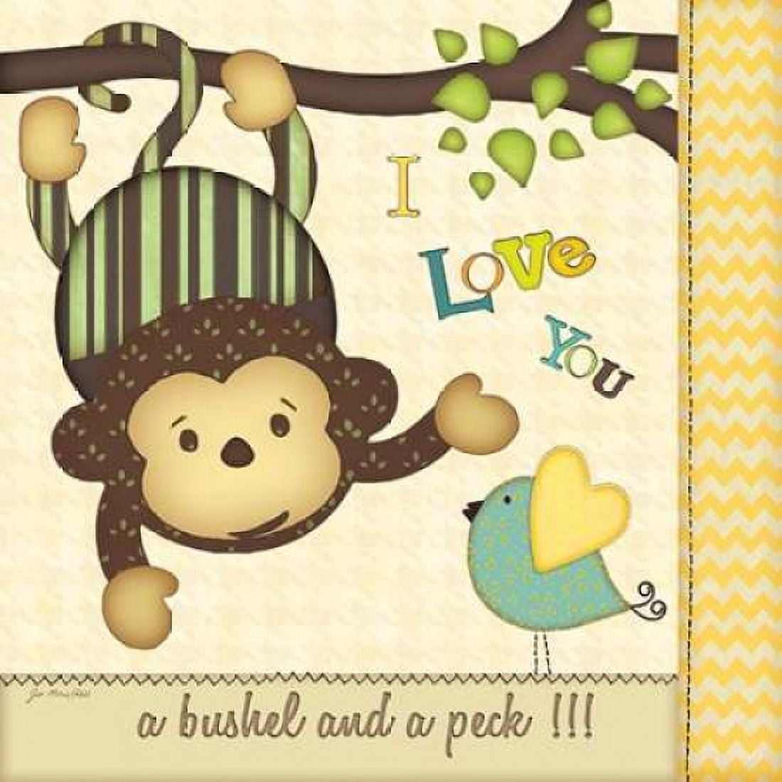 I Love You Monkey Canvas Art - Jo Moulton (24 x 24)