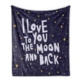 thumbnail image 1 of I Love You to the Moon and Back Soft Flannel Fleece Blanket, Stars Cartoon Style Love Affection Pattern, Cozy Plush for Indoor and Outdoor Use, 50" x 70", Dark Blue Grey Multicolor, by Ambesonne, 1 of 6