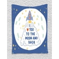 thumbnail image 1 of I Love You to the Moon and Back Tapestry, Rocket Space Travel Cloud Stars Crater Moon, Wall Hanging for Bedroom Living Room Dorm Decor, 40W X 60L Inches, Dark Sky Blue Multicolor, by Ambesonne, 1 of 5