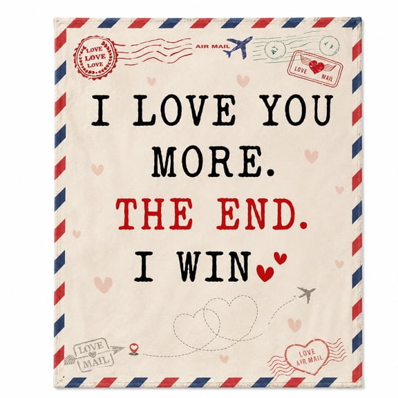 I Love You More Fleece Throw Blanket, Soft 280 Gsm Polyester, Romantic Gift for Couples