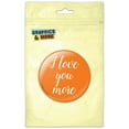 thumbnail image 1 of I Love You More Script Cursive White on Orange Pinback Button Pin Badge, 1 of 2