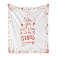 thumbnail image 1 of I Love You More Soft Flannel Fleece Blanket, Words of Infatuation Surrounded by Stars Scribble Art for Valentines, Cozy Plush for Indoor and Outdoor Use, 60" x 80", Vermilion White, by Ambesonne, 1 of 5