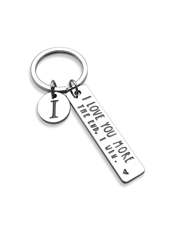 I Love You More The End I Win Keychain with 26 Letters for Boyfriend Girlfriend Couple Bithday Valentines Day Gifts