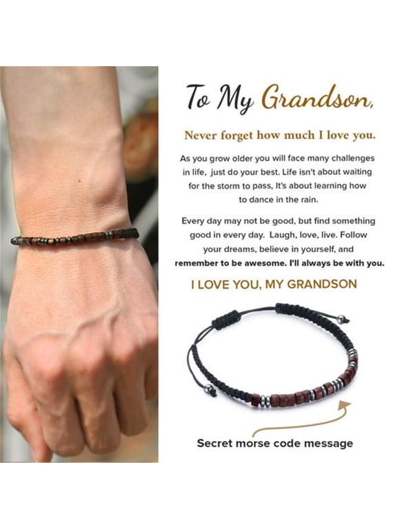 I Love You Morse Code Beaded Bracelets For Men To My Grandson Graduation Cute Gifts Handmade Braided Bracelet Jewelry Wristband - Bracelets