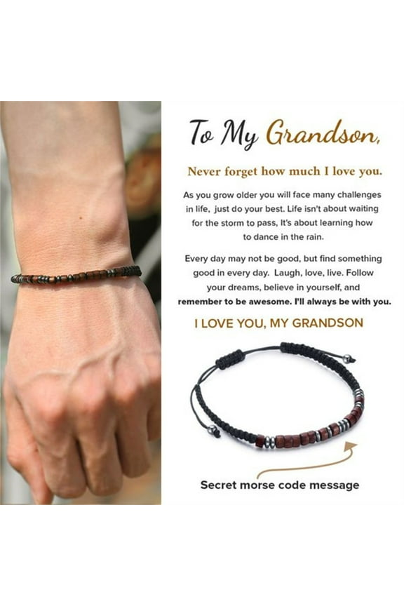 I Love You Morse Code Beaded Bracelets For Men To My Grandson Graduation Cute Gifts Handmade Braided Bracelet Jewelry Wristband - Bracelets