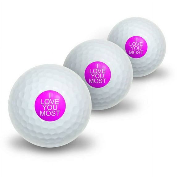 I Love You Most on Hot Pink Novelty Golf Balls, 3pk
