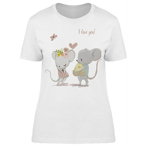 I Love You Mouse Couple Cheese T-Shirt Women -Image by Shutterstock, Female 3X-Large