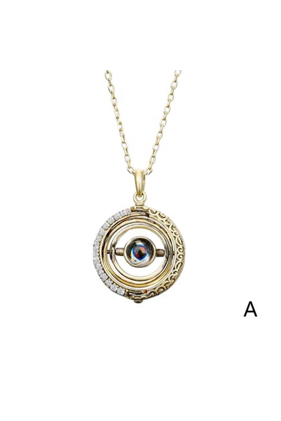 I Love You Necklace Astronomical Sphere Ball Ring Necklace Cosmic Finger Ring Couple Lover Gift Titanium Steel Chain