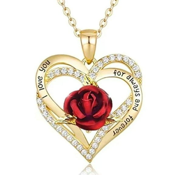 I Love You Necklace - Trendy Heart necklace Gold tone