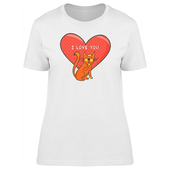 I Love You Orange Cat Heart T-Shirt Women -Image by Shutterstock, Female Large