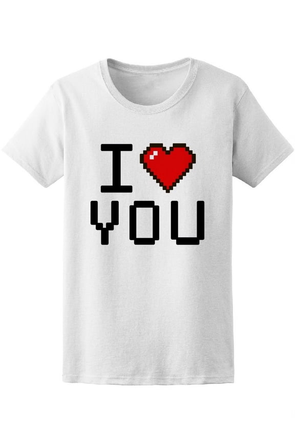 I Love You Pixel Heart Art T-Shirt Women -Image by Shutterstock, Female Small
