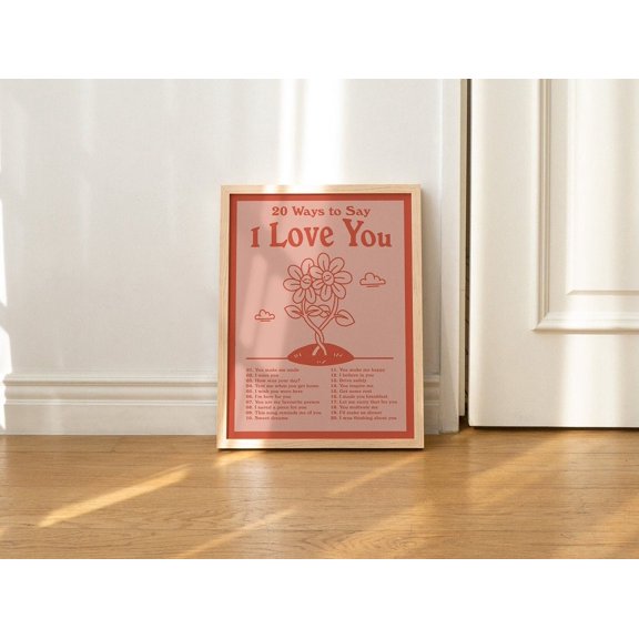 I Love You Positive Affirmations Retro Wall Decor Red Room Decor, Unframed Canvas Size 8x12